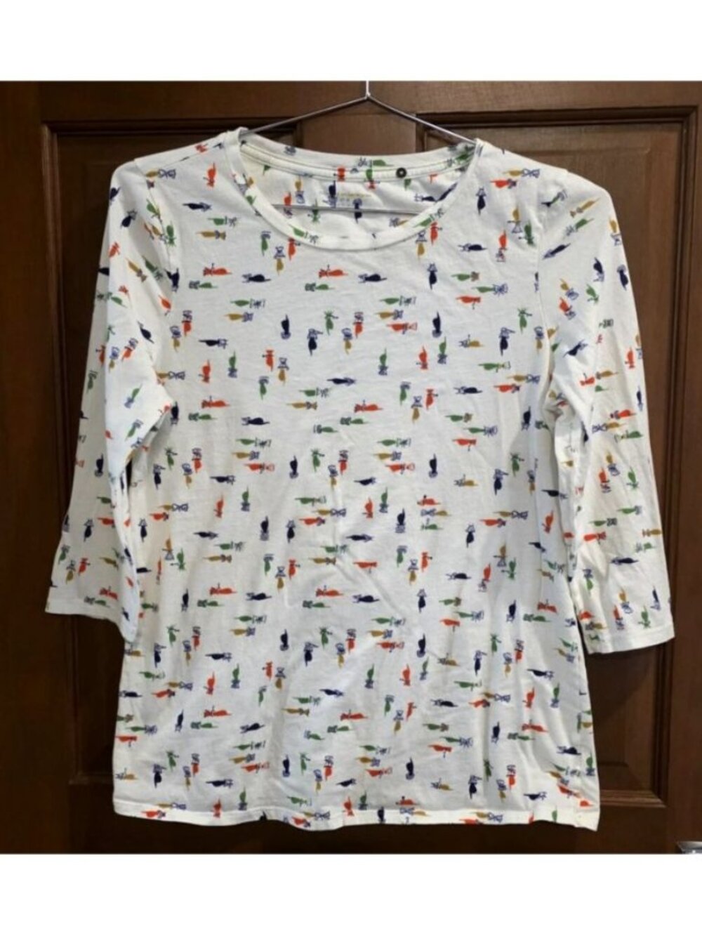 ANTHRO PILCRO AND THE LETTERPRESS 3/4 SLEEVE PRINT T-SHIRT 100% COTTON SZ M